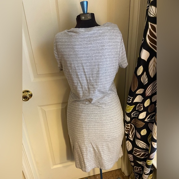 Athleta Gray Central Stripe Fitted Dress Large - Picture 3 of 5